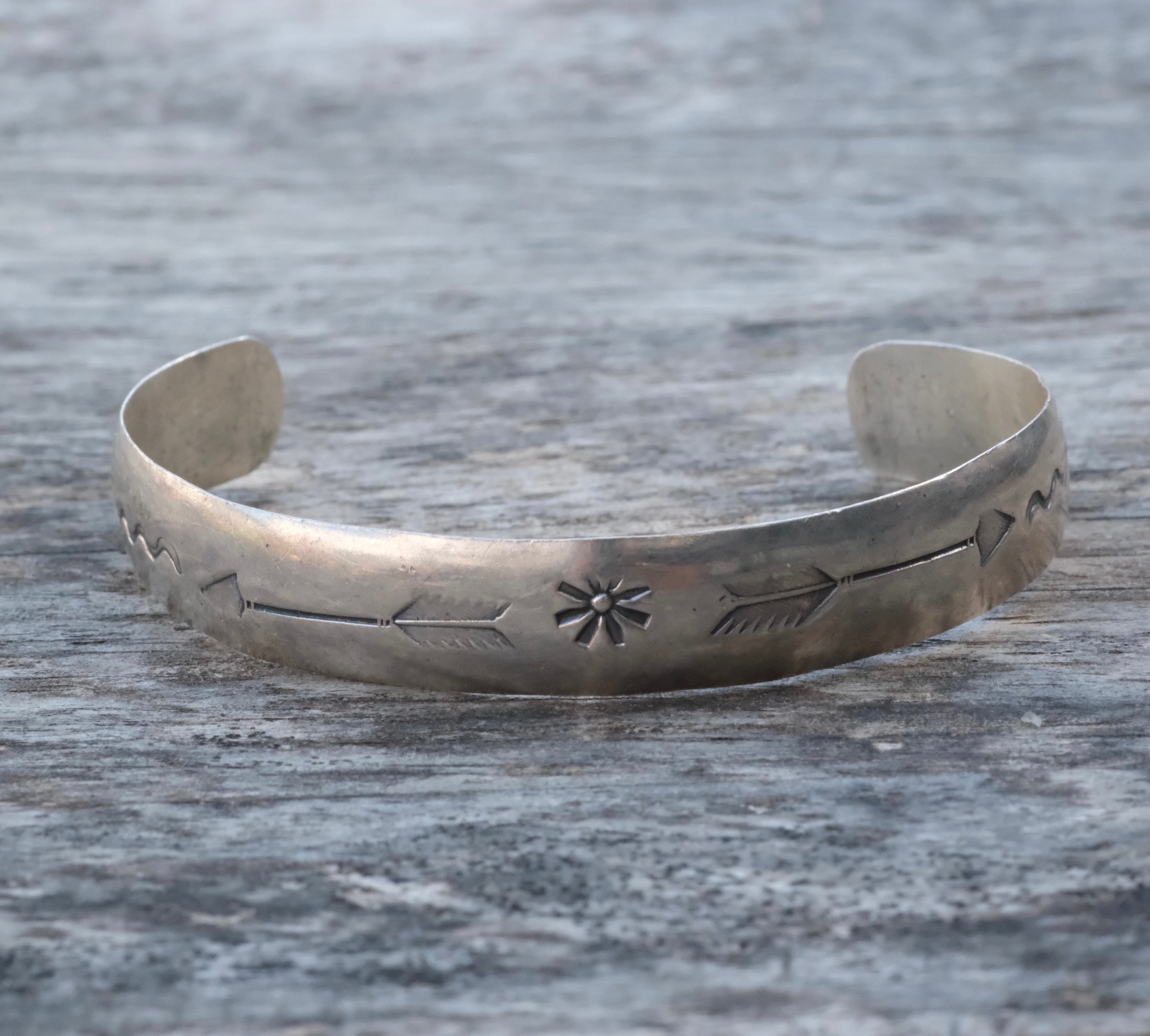 Vintage Sterling Stamped Arrow Cuff Bracelet