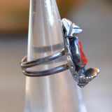 Vintage Sterling Coral Feather Ring 4.5