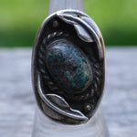 Vintage Sterling Turquoise Feather Ring 6.25