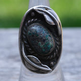 Vintage Sterling Turquoise Feather Ring 6.25