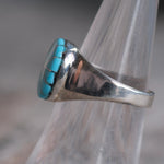 Vintage Sterling Turquoise Inlay Pinwheel Ring 6.5