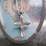 Vintage Sterling Silver Spiny Oyster Cross Necklace