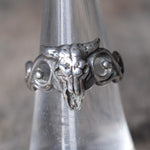 Vintage Sterling Silver Steer Skull Ring 7.5