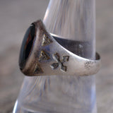 Vintage Sterling Hematite Stamped Arrows Ring 8.75