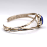 Vintage Sterling Lapis Cuff Bracelet 6.75"