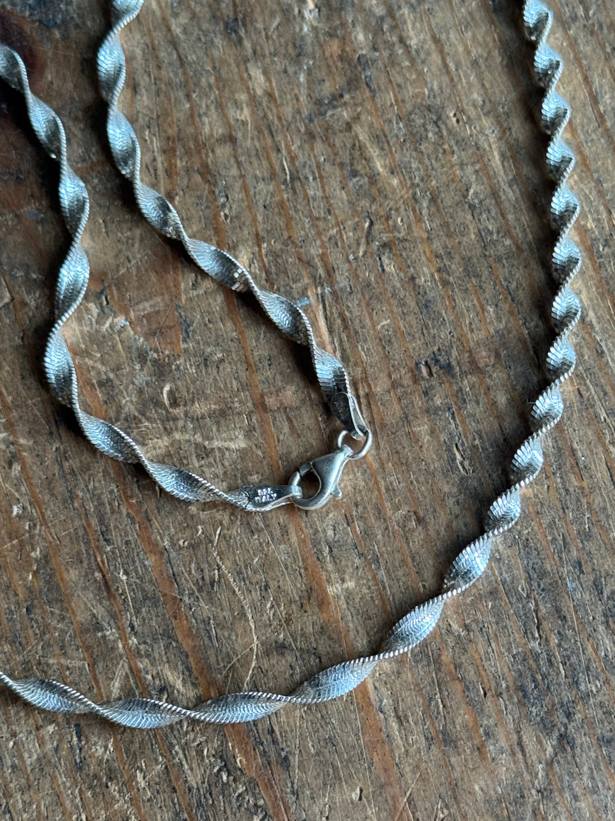 Vintage Sterling Silver 20” Twist Herringbone Chain