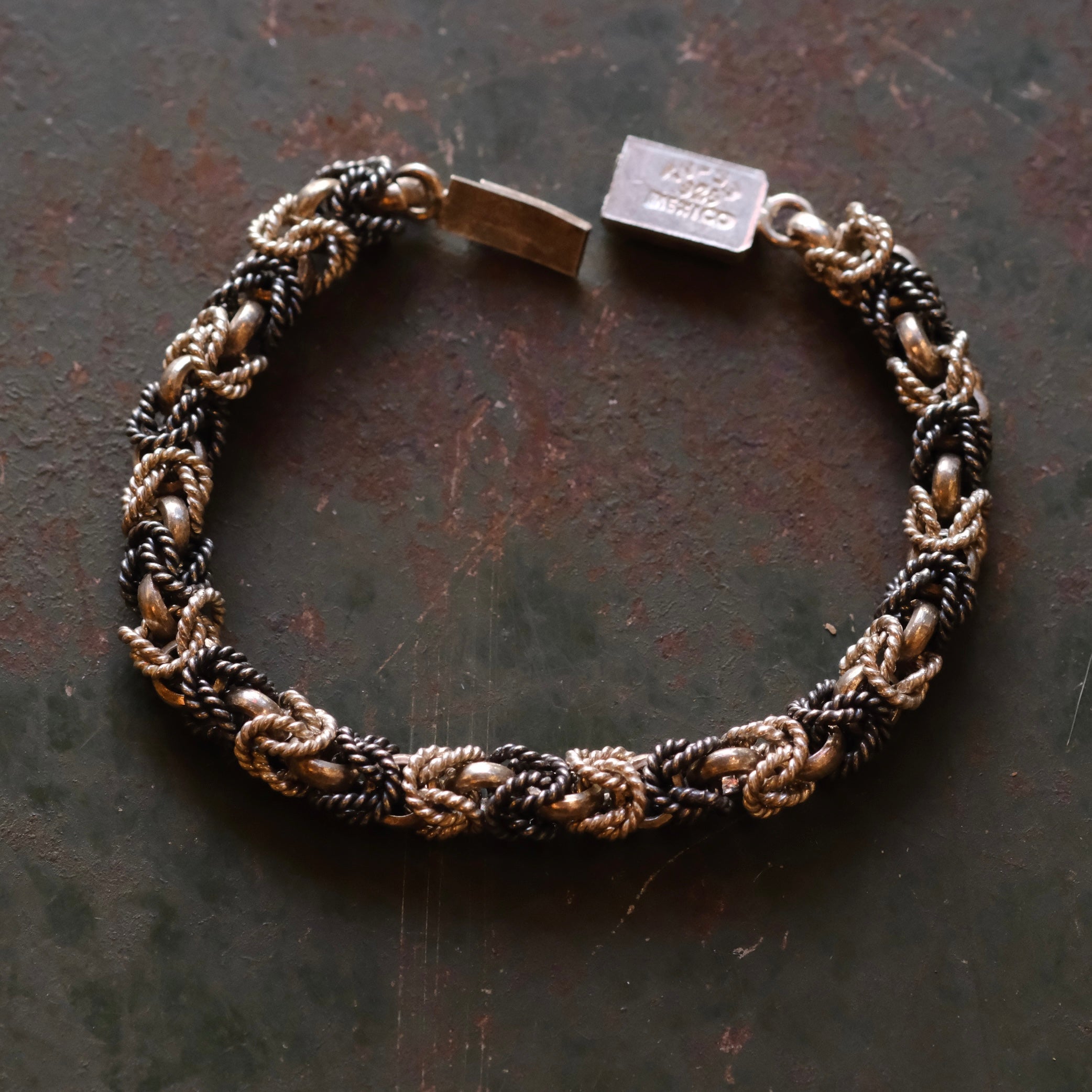 Vintage Sterling 2-Tone Woven Bracelet