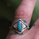 Vintage Sterling Zuni Inlay Band 7.75