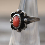 Vintage Sterling Coral Ring 4.75