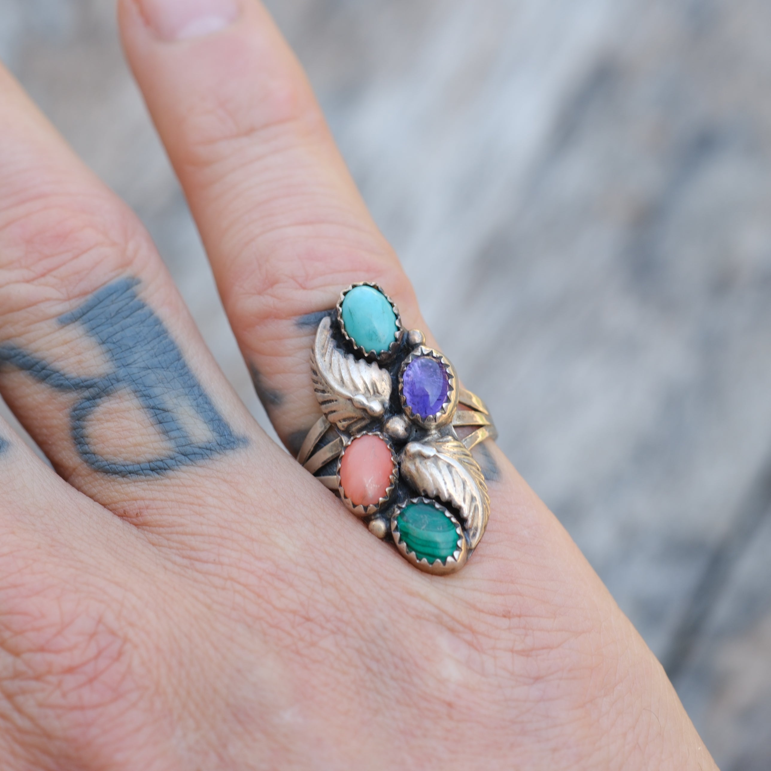 Vintage Sterling Multistone Cluster Ring 6.5