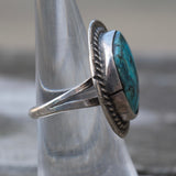 Vintage Sterling Turquoise Roper Ring 6.5