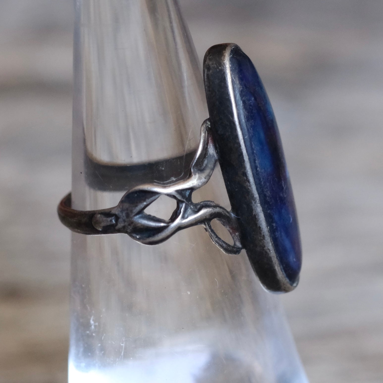 Vintage Sterling Resin Ring 4.25