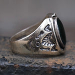 Vintage Sterling Lucky Abalone Horseshoe Ring 9.75
