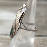 Vintage Sterling Abalone Feather Ring 6.25