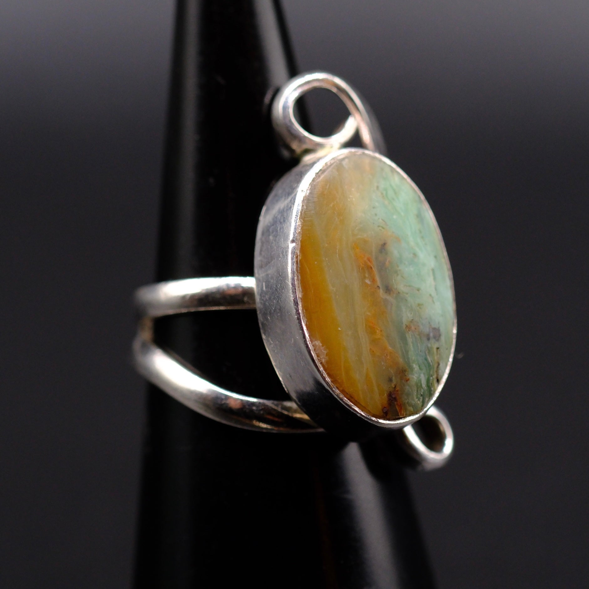 Vintage Sterling Agate Ring 4.25