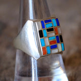 Vintage Sterling Multistone Inlay Ring 8.5