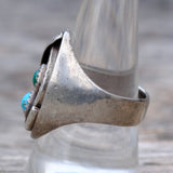 Vintage Sterling 2-Stone Turquoise Feather Ring 9.75