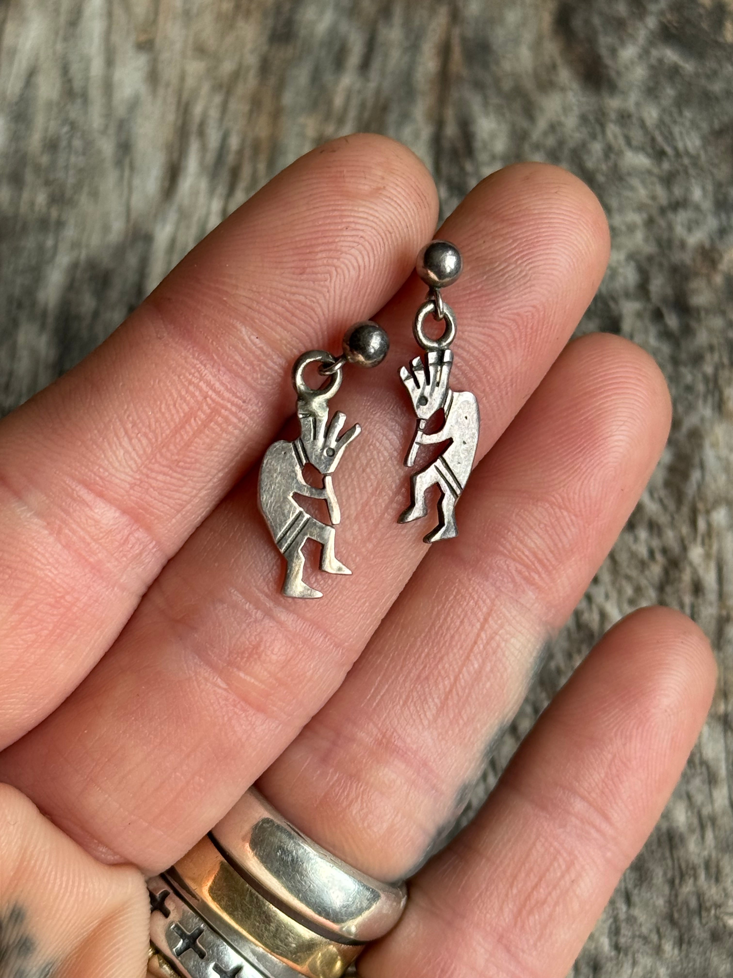 Vintage Sterling Silver Kokopelli Earrings