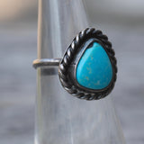 Vintage Sterling Turquoise Roper Ring 4.25