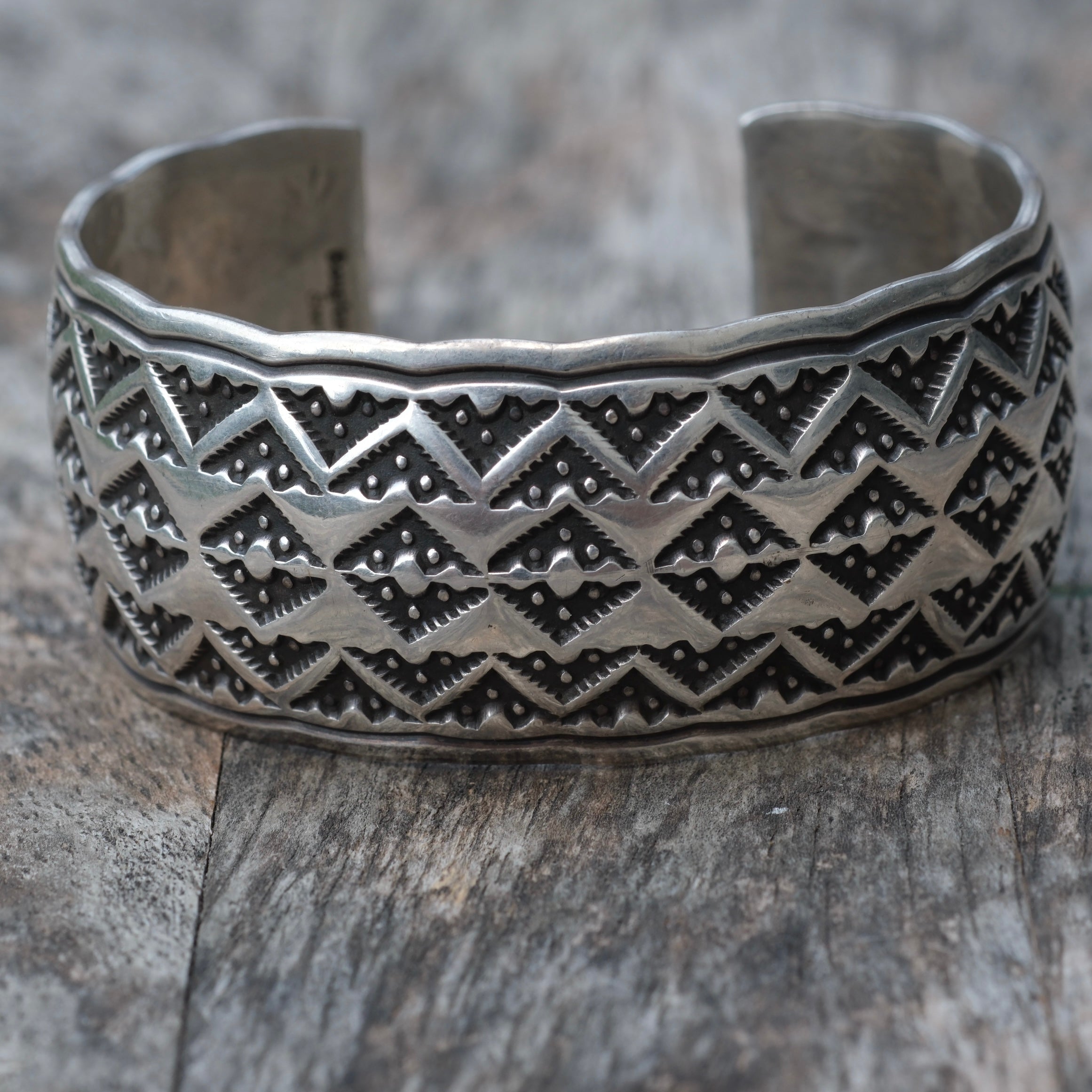 Huge Vintage Sterling Stamped Cuff Bracelet Etsitty
