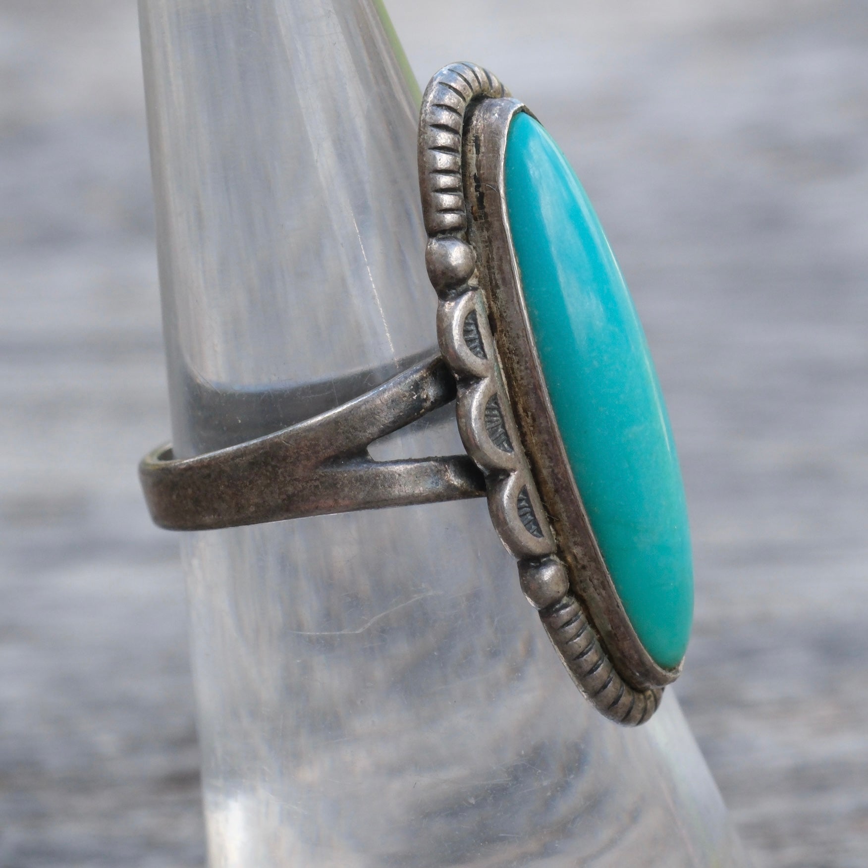 Vintage Sterling Turquoise Ring 6.25