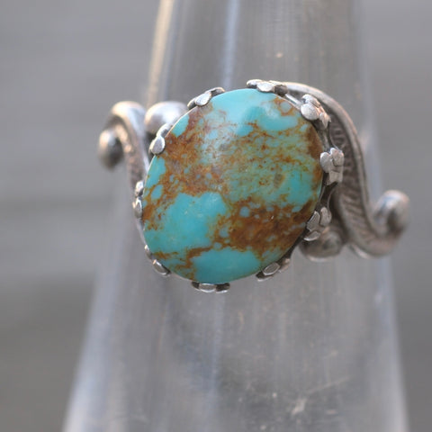 Vintage Sterling Turquoise Ring 3.25
