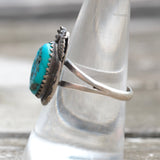 Vintage Sterling Turquoise Feather Ring 8.5