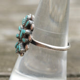 Vintage Sterling Turquoise Cluster Ring 8.25