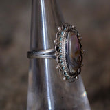 Vintage Sterling Abalone Ring 5.25