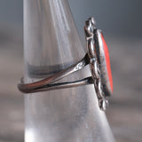 Vintage Sterling Coral Ring 6.5