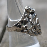 Vintage White Bronze Biker Ring 8.5