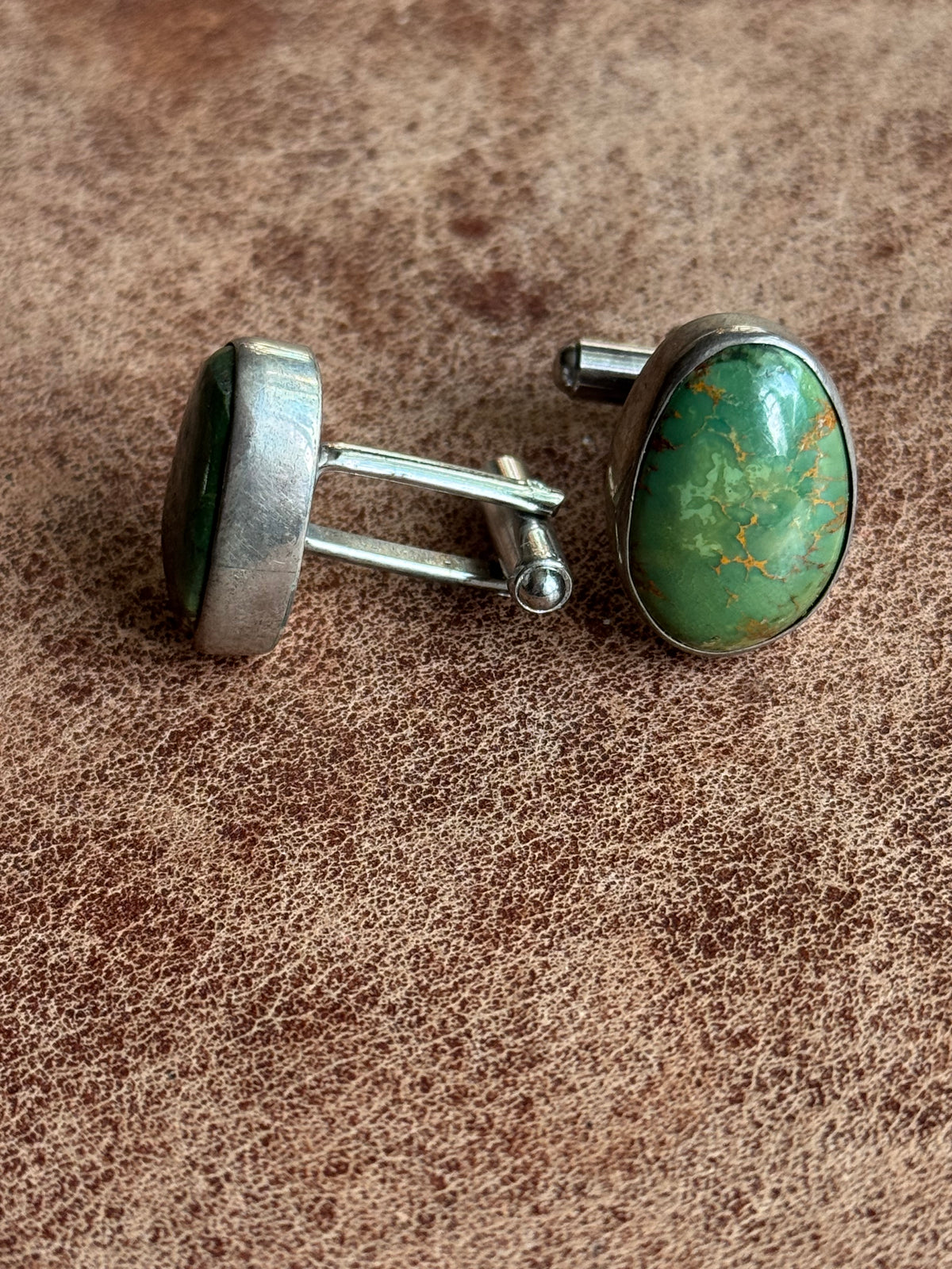 Vintage Sterling Silver Royston Turquoise Cufflinks