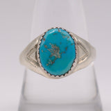 Vintage Sterling Turquoise Stamped Band Ring 10
