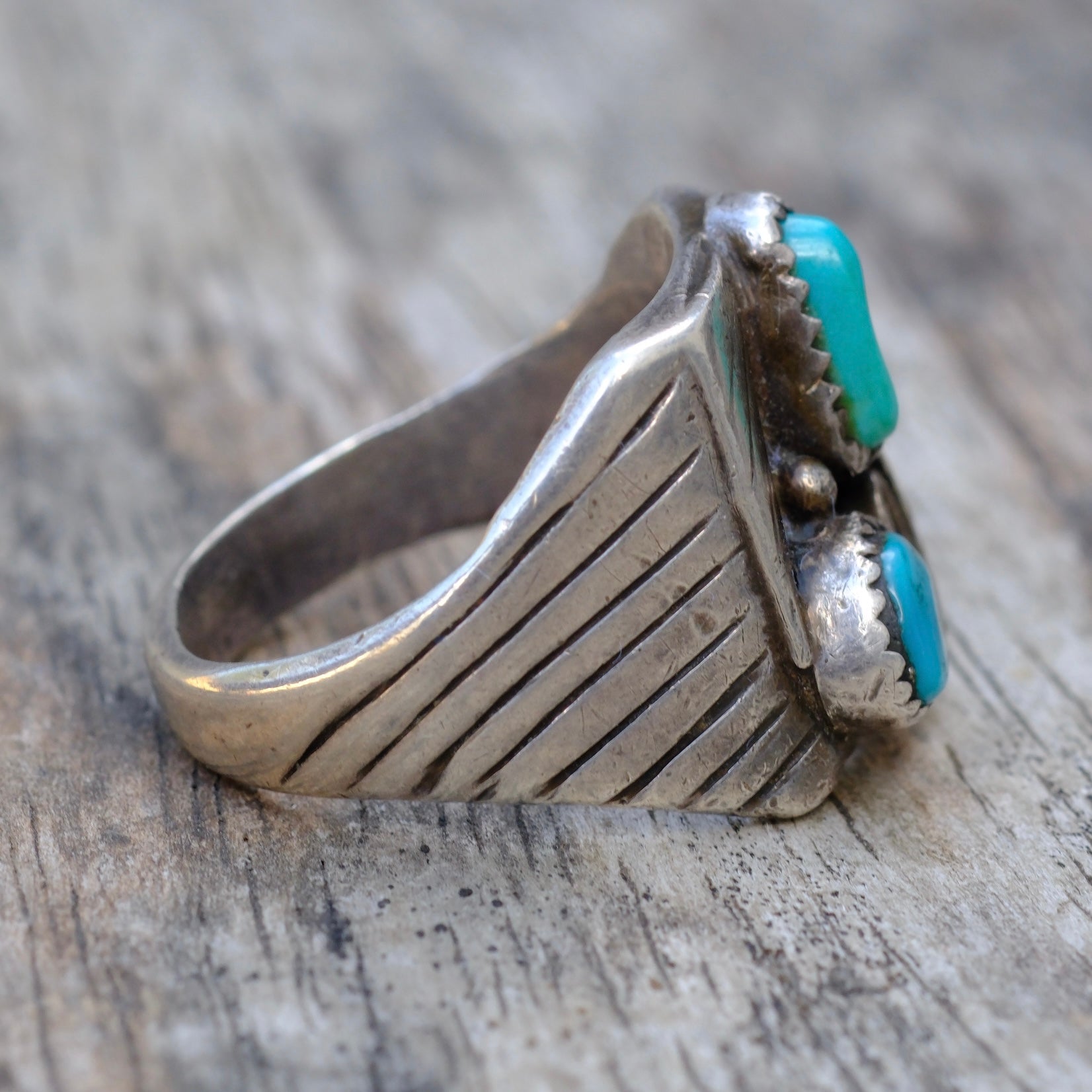 Vintage Sterling 2-Stone Turquoise Ring 10