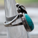 Vintage Sterling Turquoise Feather Ring 4