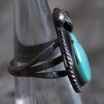 Vintage Sterling Turquoise Feather Ring 6.25