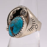 Vintage Sterling Turquoise Feather Ring 7