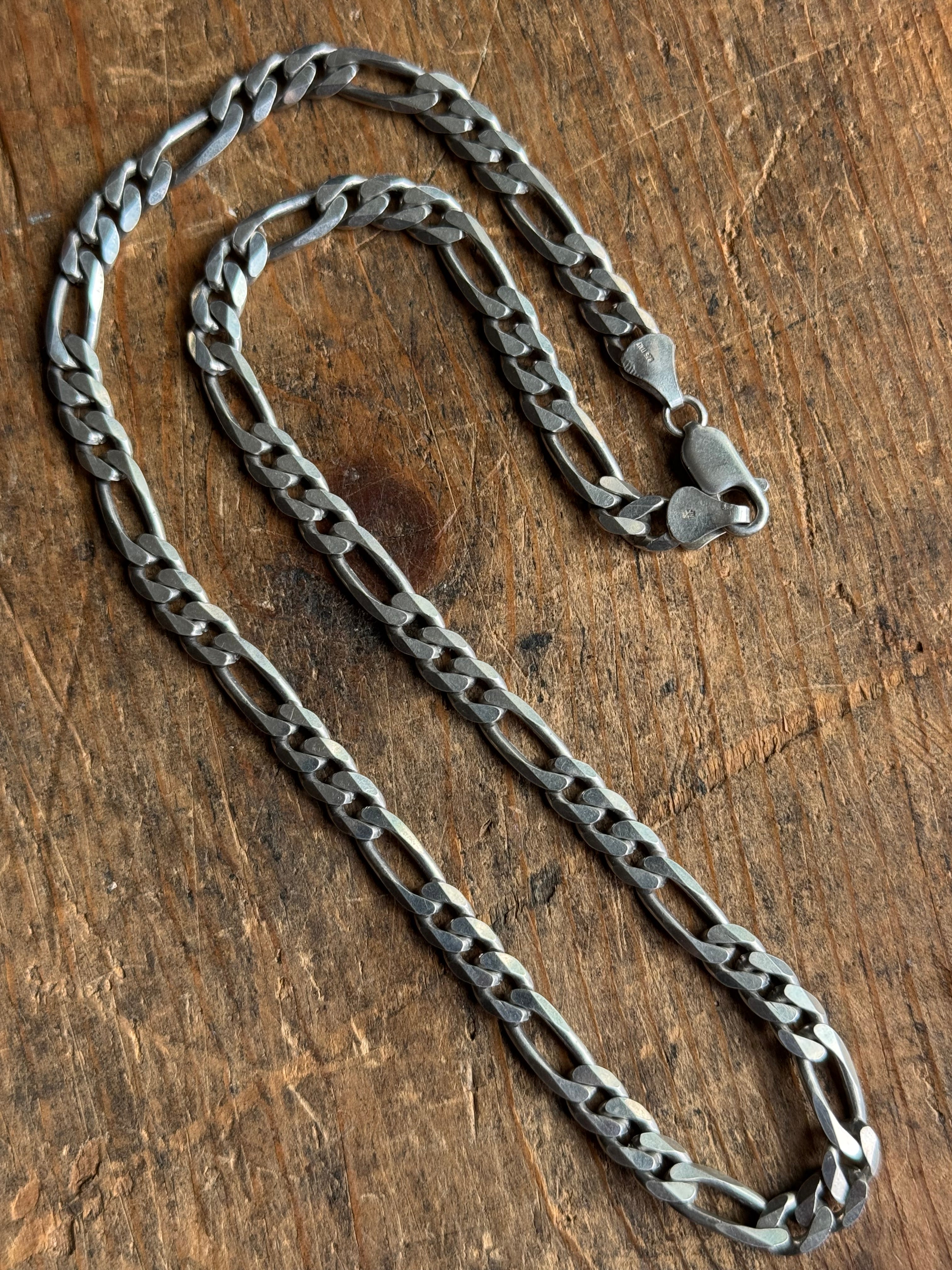 Vintage Sterling Silver 17.5” Figaro Chain