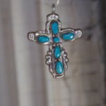 Vintage Sterling 7-Stone Turquoise Cross Necklace&nbsp;