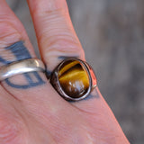 Vintage Sterling Tigers Eye Cabochon Ring 7.5