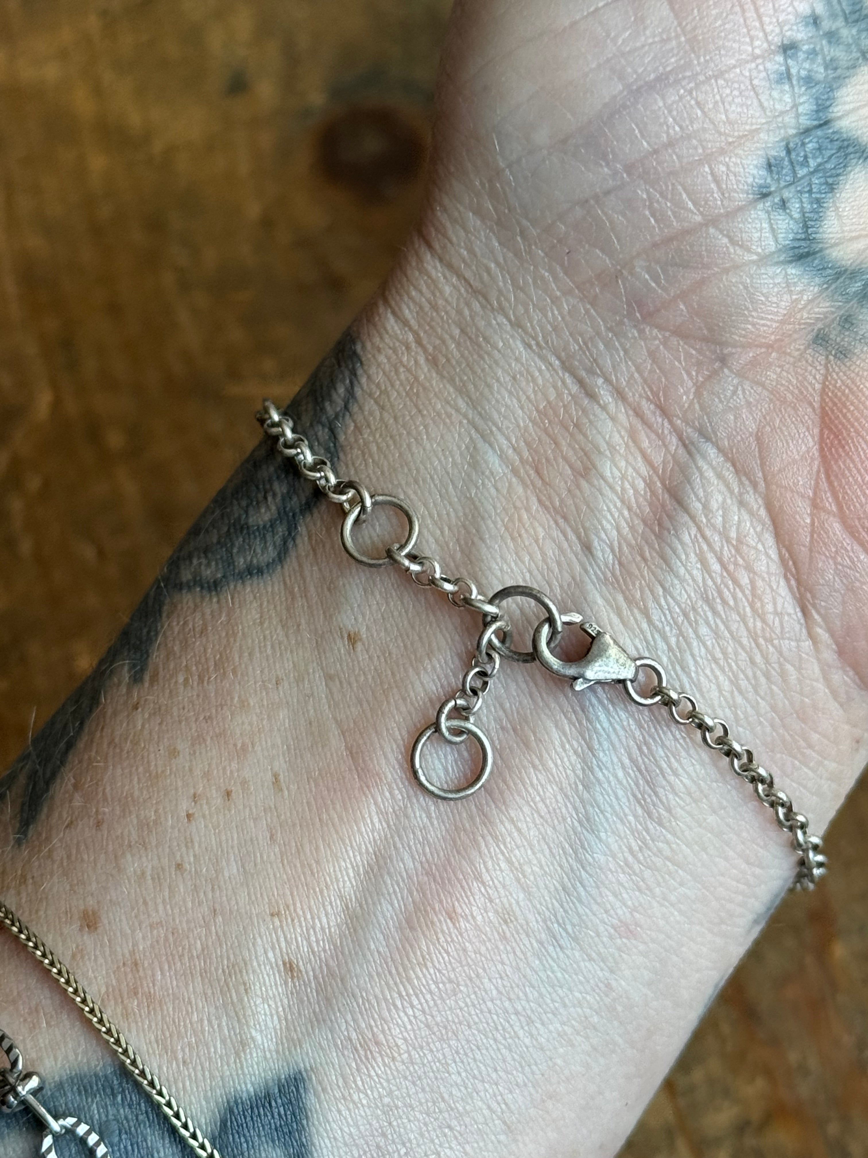 Vintage Sterling Silver 7.25” Horseshoe Rolo Chain Bracelet