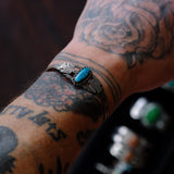 Vintage Sterling Turquoise Thunderbird Cuff Bracelet 6"