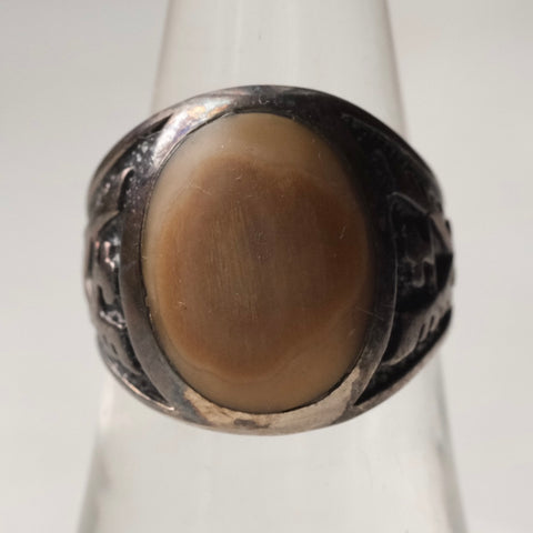 Vintage Sterling Brown Stone Thunderbird Ring 8