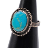 Vintage Sterling Turquoise Roper Ring 4