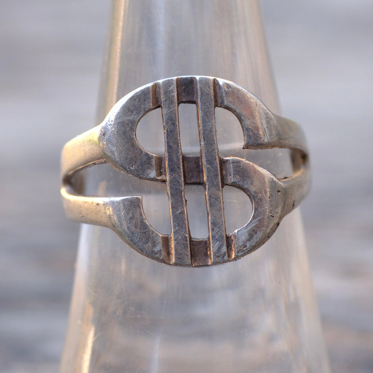 Vintage Sterling Silver Money Bags Ring 7.5