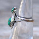 Vintage Sterling 2-Stone Malachite Feather Ring 5.5