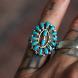 Vintage Sterling Turquoise Cluster Ring 5.75