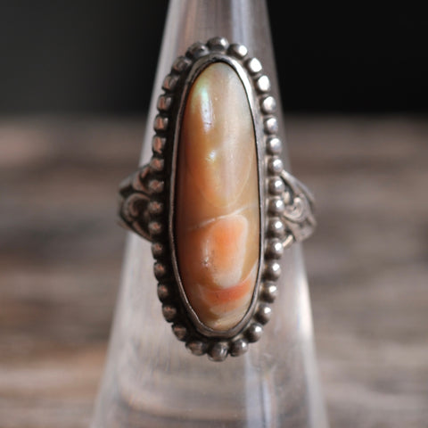 Vintage Sterling Abalone Ring 6
