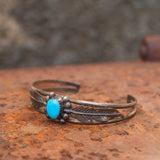 Vintage Sterling Turquoise Feather Cuff