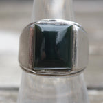 Vintage Sterling Dark Green Glass Signet Ring 8.5